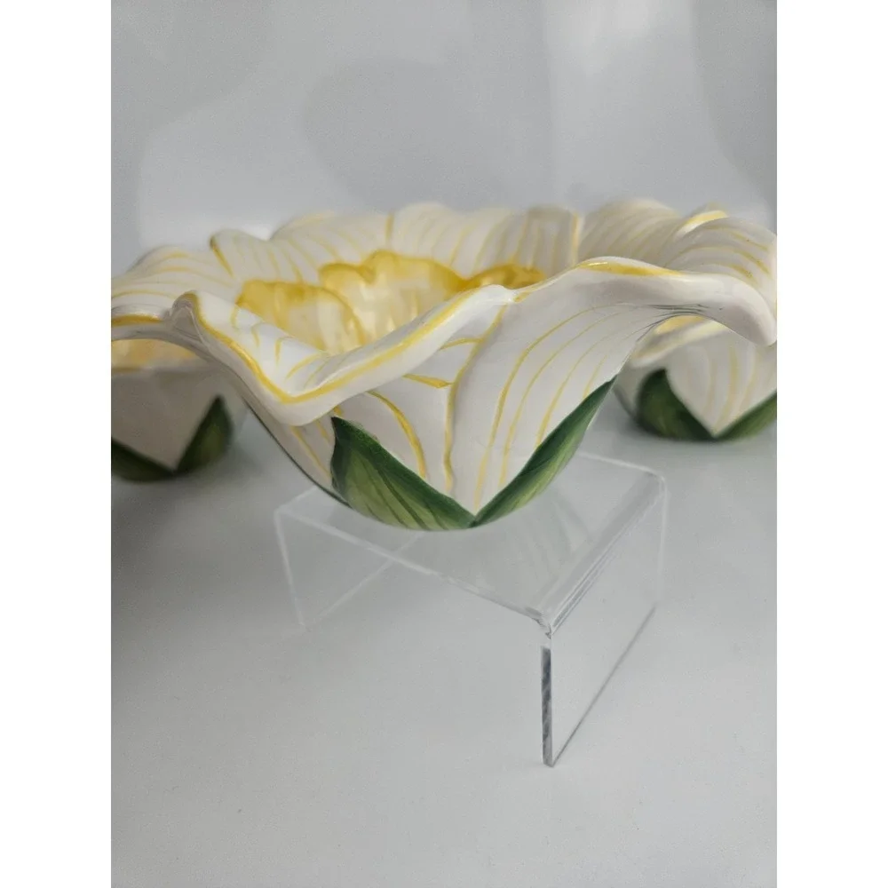 Ambiance Daffodils Sculptural Yellow Floral Bowls Set 4 Flowers‎ Spring Summer